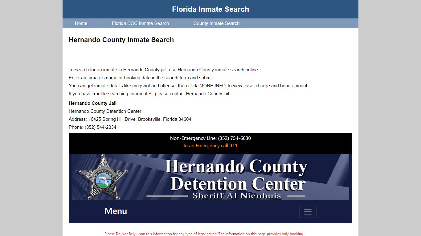 Hernando County Jail Inmate Search